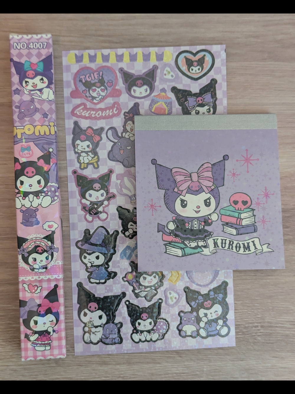 Kuromi Purple Sticker, Mystery Pen & Notepad Set
